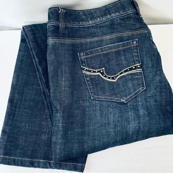 CJ Banks Plus Size 18W Stretch Denim Embellished Straight Leg Jean - Picture 1 of 7